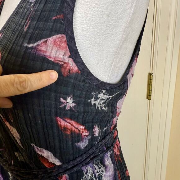 Theory Sleeveless Silk Blend Floral Dress Size 6 V-Neck Fit & Flare Midi - Picture 8 of 12